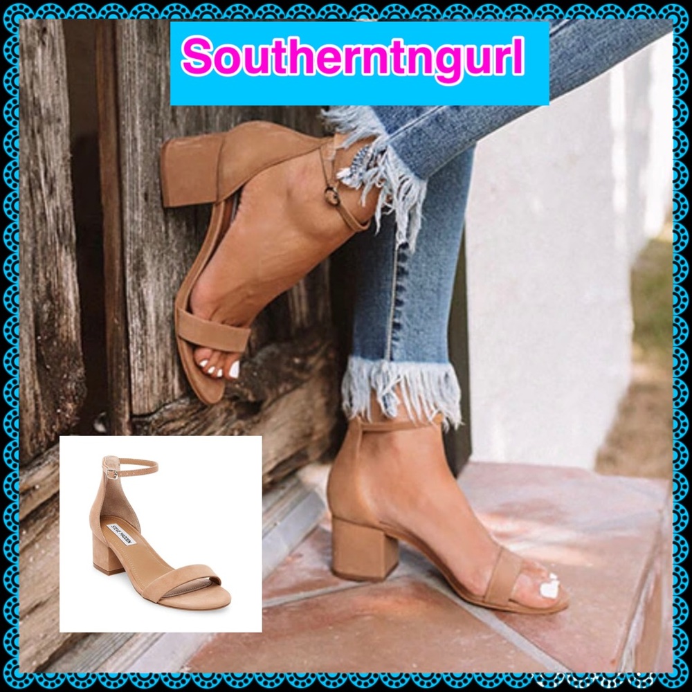 NWOT STEVE MADDEN  ”Irenne “ Tan Leather / Nubuck Suede Buckle Sandals …